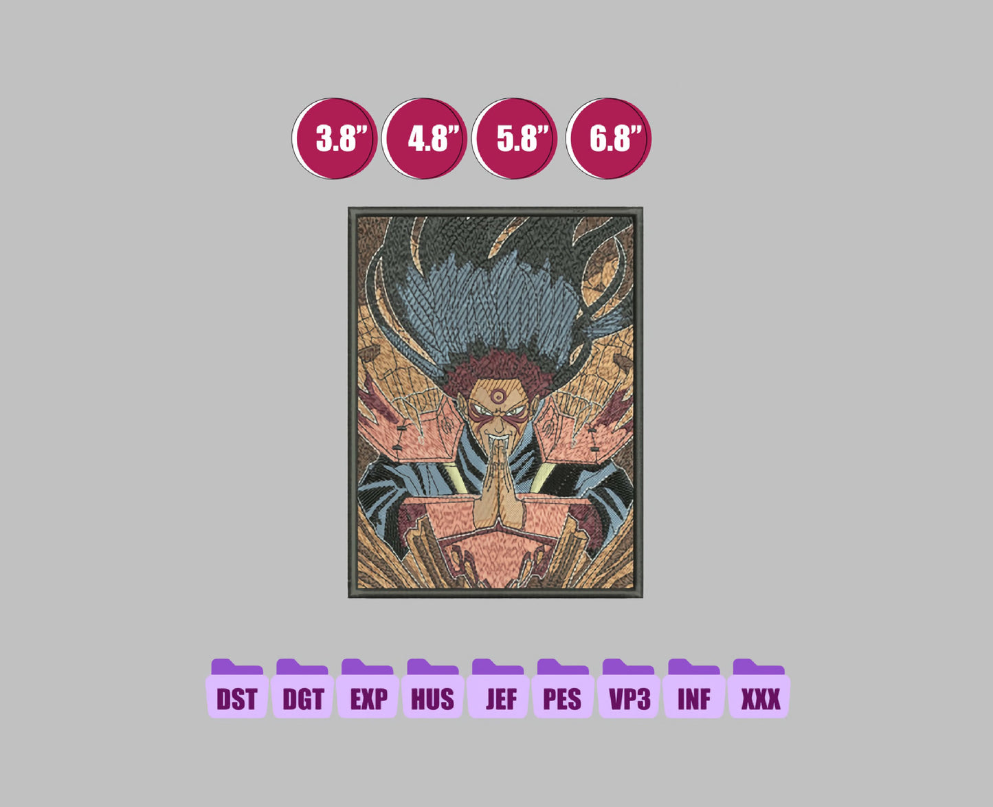 Hashirama Anime Embroidery Design, Digital Anime Embroidery File 173
