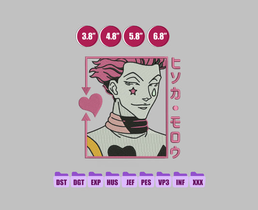 Hisoka Anime Embroidery Design, Digital Anime Embroidery File 176