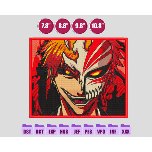 ICHIGO KUROSAKI Anime Embroidery Design, Digital Anime Embroidery File 177