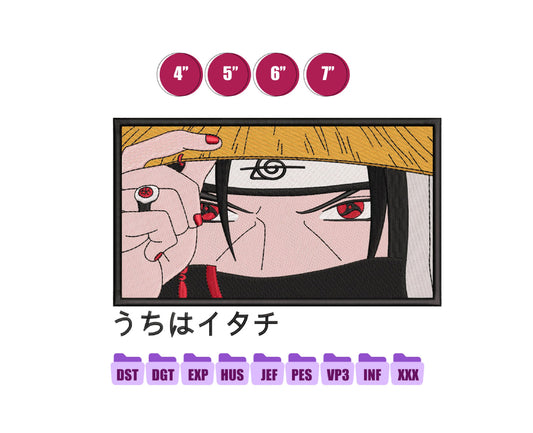 Itachi Anime Embroidery Design, Digital Anime Embroidery File 180