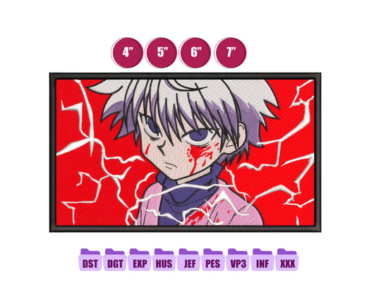 Killua Anime Embroidery Design, Digital Anime Embroidery File 199