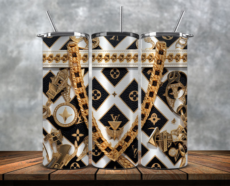 Fashion Tumbler Png, Luxury Skinny Tumbler, Coach Tumbler Png, Pattern Logo Fashion Tumbler Png 19
