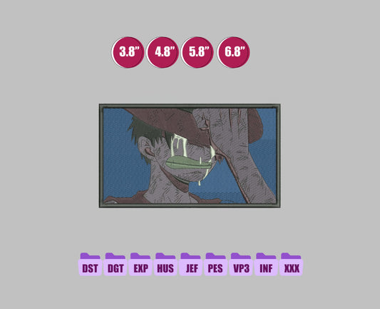 LUFFY CRYING Anime Embroidery Design, Digital Anime Embroidery File 209