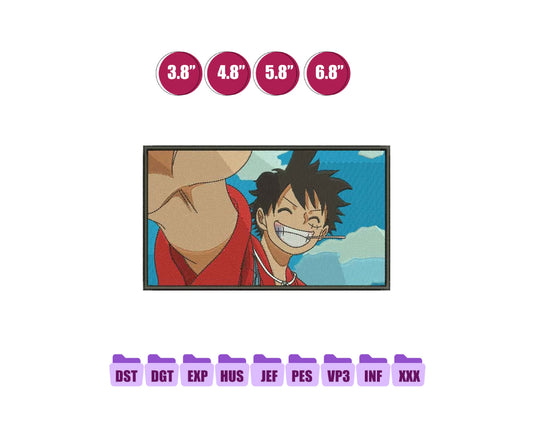 Luffy Smile Anime Embroidery Design, Digital Anime Embroidery File 211