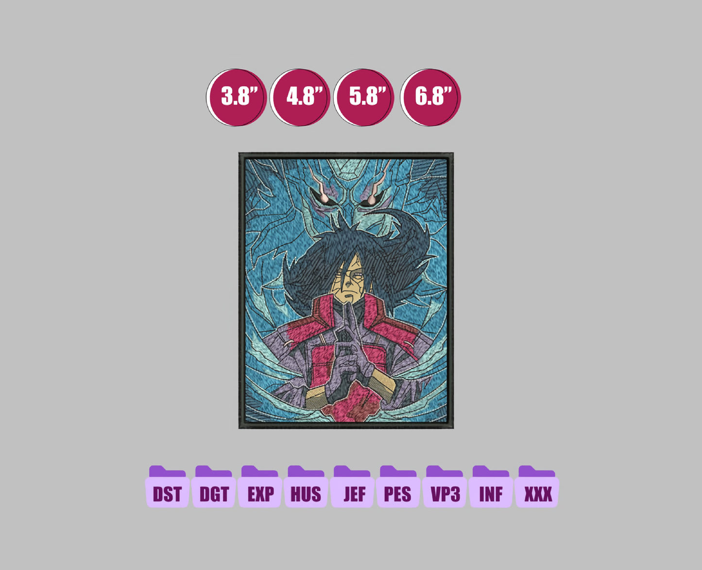 DIBUJO Madara Susano Anime Embroidery Design, Digital Anime Embroidery File 213