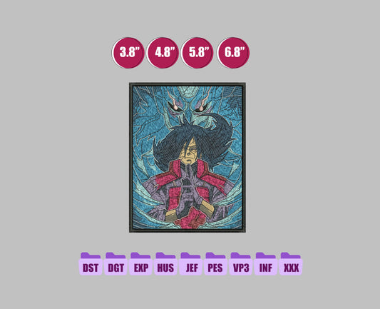 DIBUJO Madara Susano Anime Embroidery Design, Digital Anime Embroidery File 213