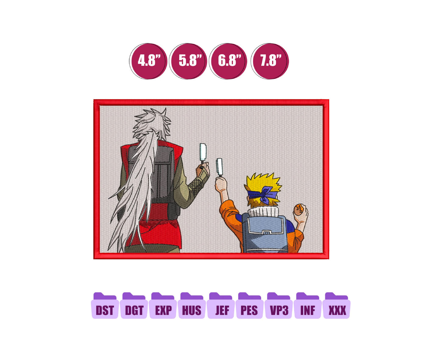 NARUTO AND JIRAIYA Anime Embroidery Design, Digital Anime Embroidery File 218