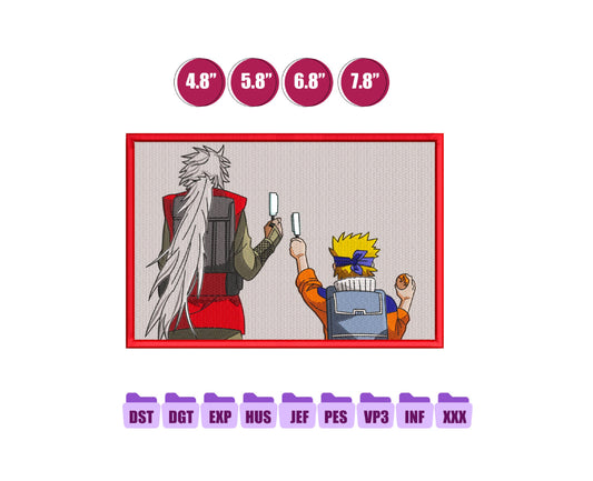 NARUTO AND JIRAIYA Anime Embroidery Design, Digital Anime Embroidery File 218