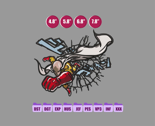 ONE PUNCH MAN Anime Embroidery Design, Digital Anime Embroidery File 223
