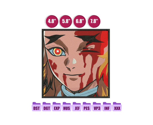 Ringoku Face Anime Embroidery Design, Digital Anime Embroidery File 224