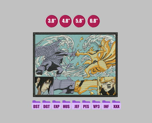 Sasuke Naruto Anime Embroidery Design, Digital Anime Embroidery File 226