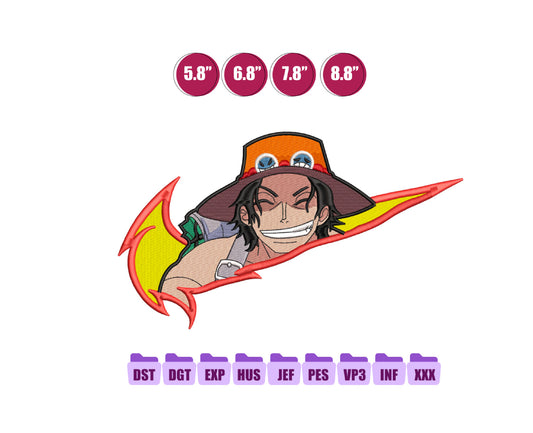 ACE PUNHOS DE FO Anime Embroidery Design, Ni ke Anime Embroidery Designs 22
