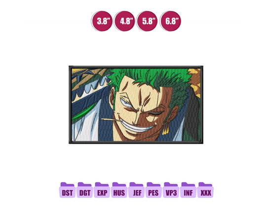 Zoro Anime Embroidery Design, Digital Anime Embroidery File 231