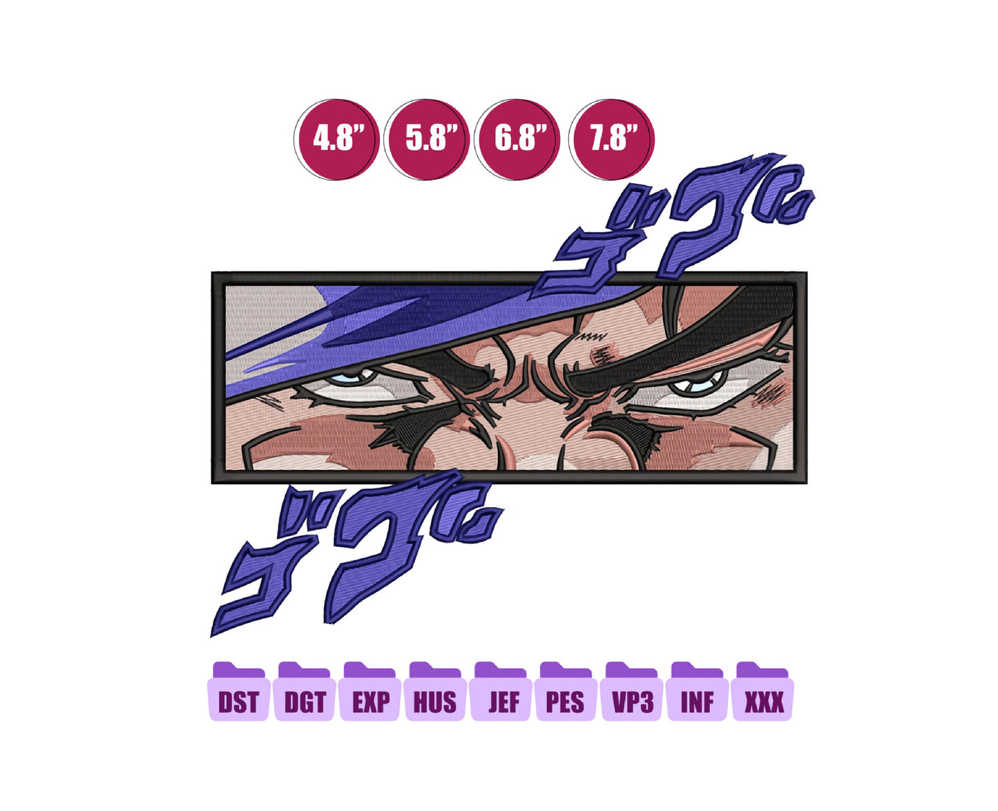 Jotaro Kujo Anime Embroidery Design, Digital Anime Embroidery File 29