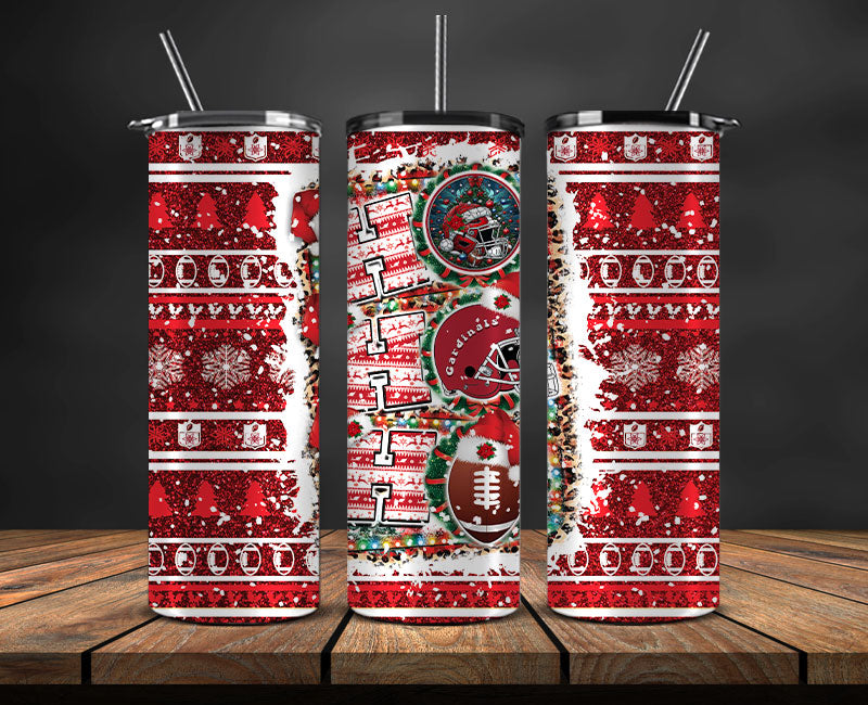 Arizona Cardinals Christmas Ho Ho Ho Tumbler Wrap,  NFL Patterns Christmas Png 02