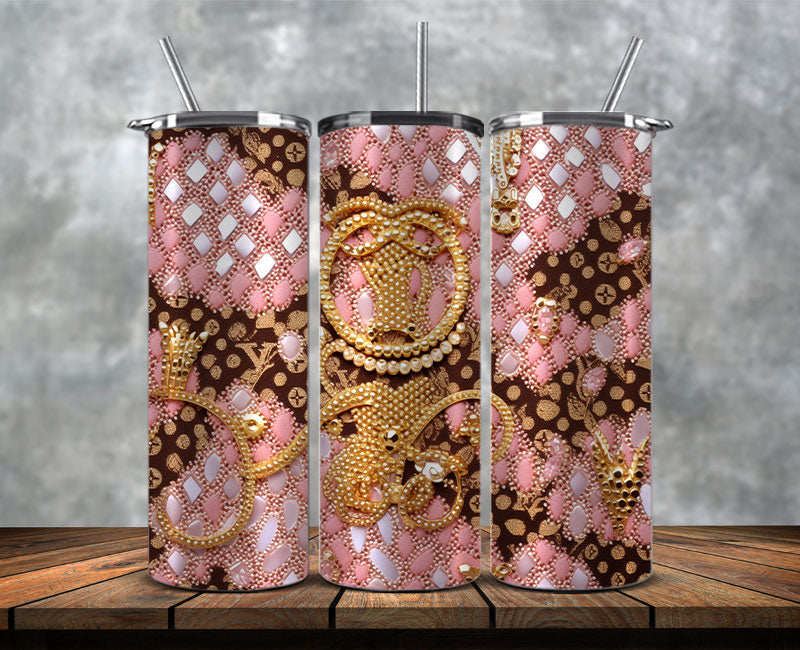 Fashion Tumbler Png, Luxury Skinny Tumbler, Coach Tumbler Png, Pattern Logo Fashion Tumbler Png 02