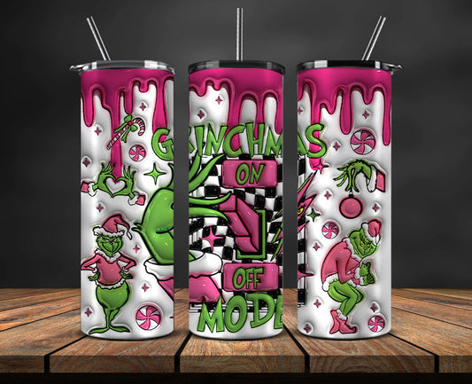 Christmas 20oz Tumbler Wrap PNG, Christmas 3D Inflated Puffy Tumbler Wrap Png, Grinchmas 20oz Png 323