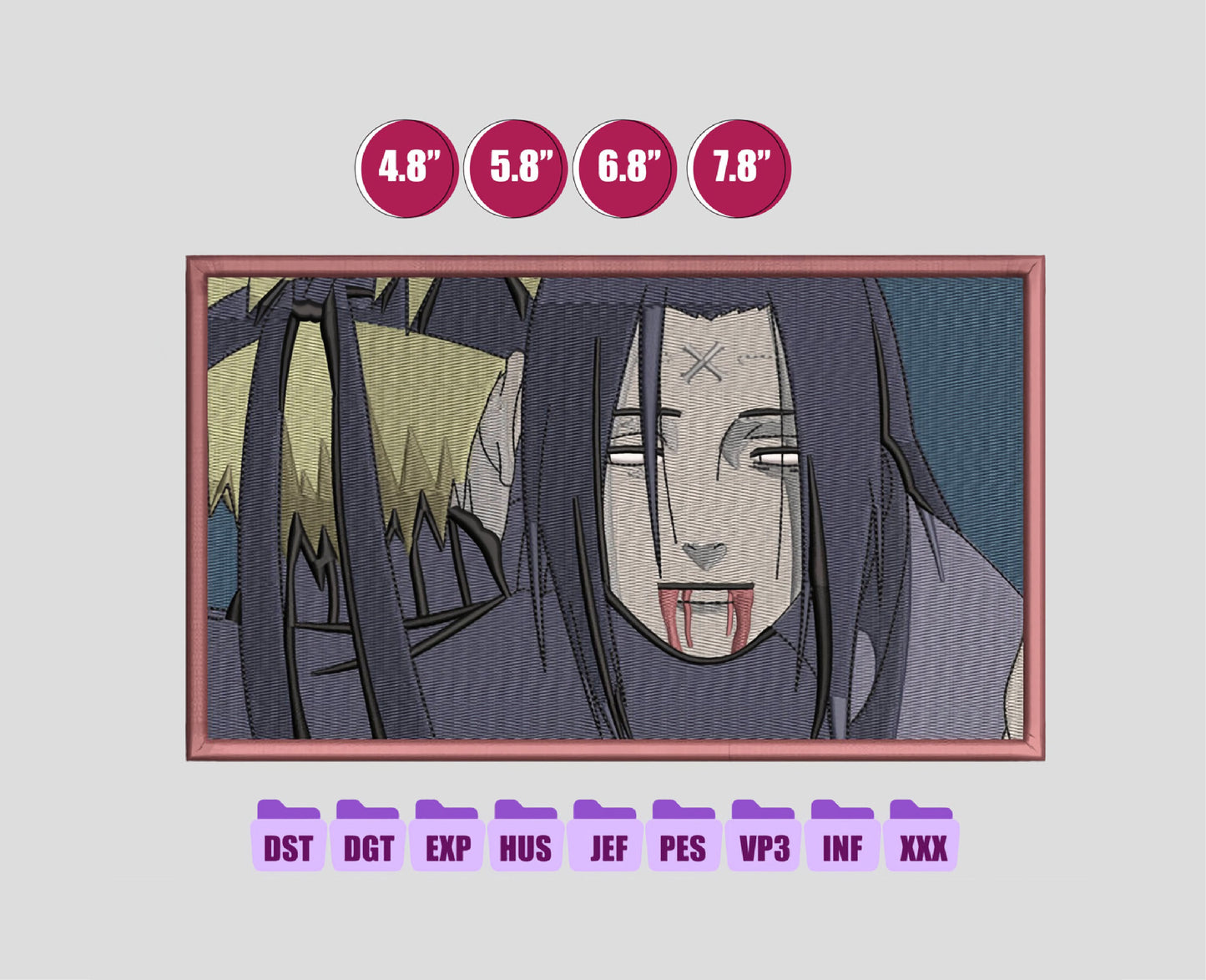 Naruto and Neji Anime Embroidery Design, Digital Anime Embroidery File 33