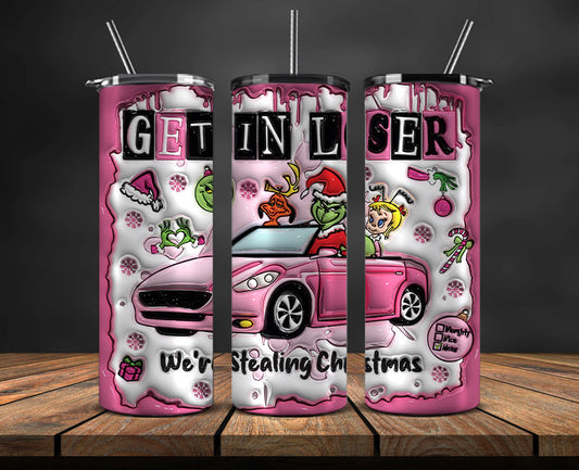 Christmas 20oz Tumbler Wrap PNG, Christmas 3D Inflated Puffy Tumbler Wrap Png, Grinchmas 20oz Png 334