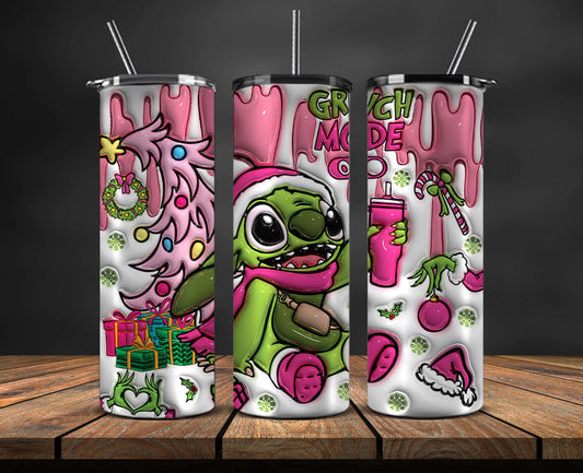 Christmas 20oz Tumbler Wrap PNG, Christmas 3D Inflated Puffy Tumbler Wrap Png, Grinchmas 20oz Png 337