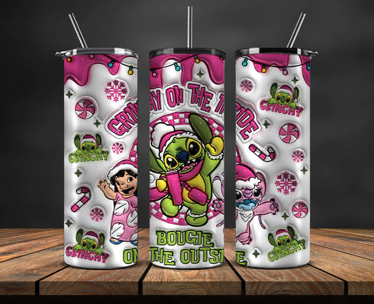 Christmas 20oz Tumbler Wrap PNG, Christmas 3D Inflated Puffy Tumbler Wrap Png, Grinchmas 20oz Png 338