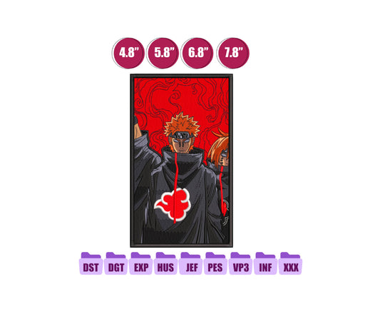 PAIN Anime Embroidery Design, Digital Anime Embroidery File 43