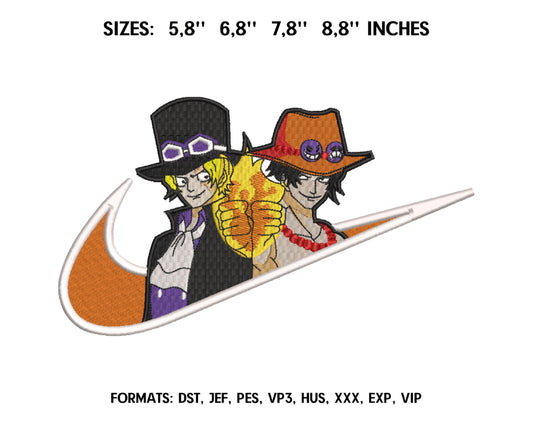 Sabo and Ace Anime Embroidery Design, Ni ke Anime Embroidery Designs 43
