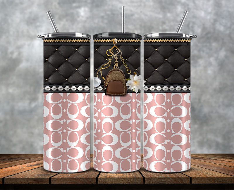Fashion Tumbler Png, Luxury Skinny Tumbler, Coach Tumbler Png, Pattern Logo Fashion Tumbler Png 45