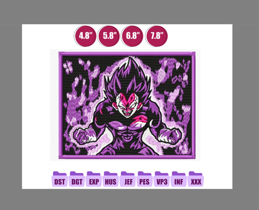 Vegeta Ultra Ego Form Anime Embroidery Design, Digital Anime Embroidery File 45