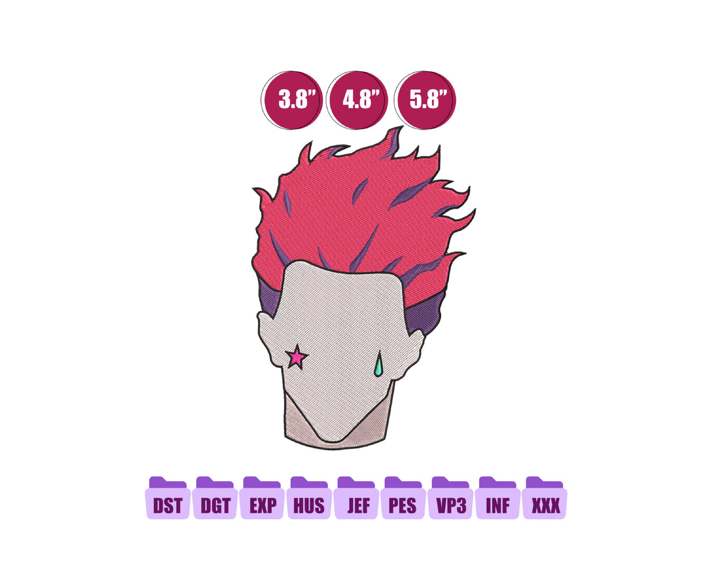Hisoka Anime Embroidery Design, Digital Anime Embroidery File 48