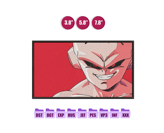 Kid Buu Anime Embroidery Design, Digital Anime Embroidery File 50