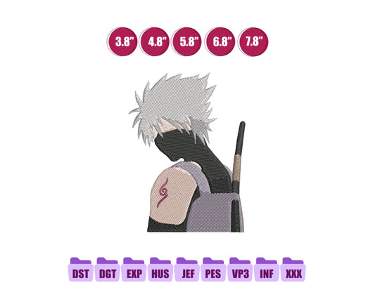 Kakashi Anime Embroidery Design, Digital Anime Embroidery File 53