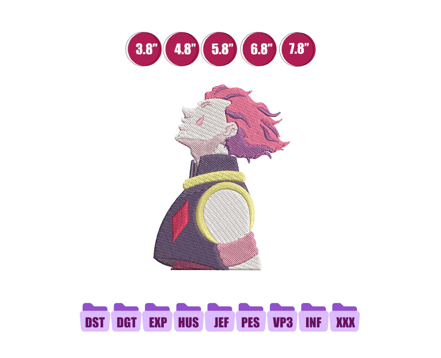 Hisoka Anime Embroidery Design, Digital Anime Embroidery File 54