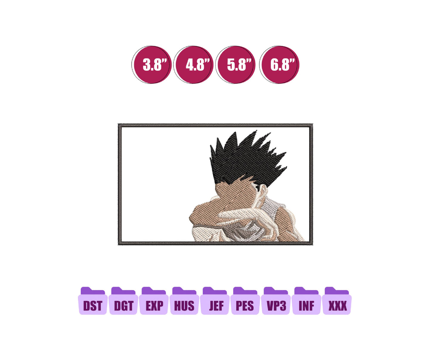 Killua Zoldyck Anime Embroidery Design, Digital Anime Embroidery File 60