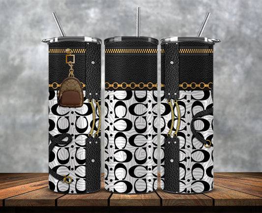 Fashion Tumbler Png, Luxury Skinny Tumbler, Coach Tumbler Png, Pattern Logo Fashion Tumbler Png 61