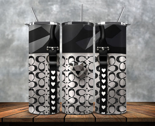 Fashion Tumbler Png, Luxury Skinny Tumbler, Coach Tumbler Png, Pattern Logo Fashion Tumbler Png 62