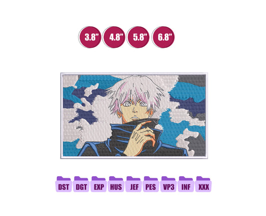 GojoClouds Anime Embroidery Design, Digital Anime Embroidery File 68