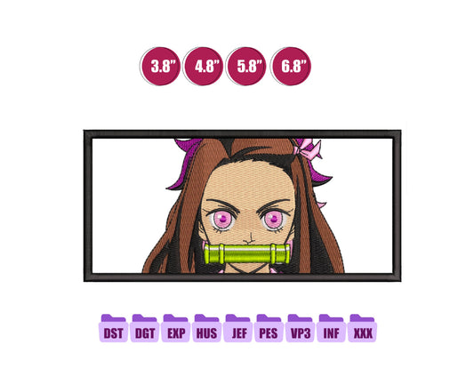 Nezuko Anime Embroidery Design, Digital Anime Embroidery File 72