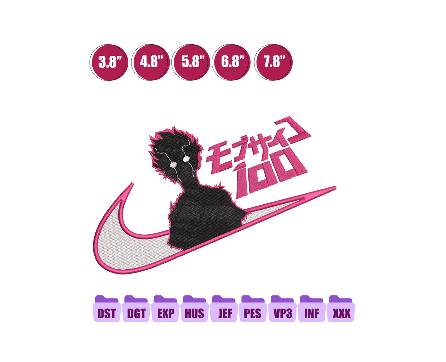 Ni ke Mob Anime Embroidery Design, Ni ke Anime Embroidery Designs 77