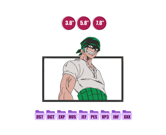 Zoro Anime Embroidery Design, Digital Anime Embroidery File 93