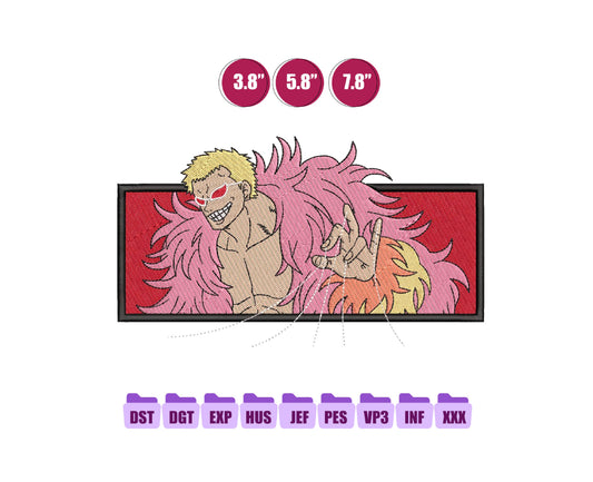 Doflamingo Anime Embroidery Design, Digital Anime Embroidery File 97