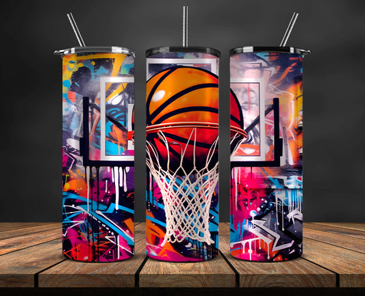 Graffiti Background 20 oz Skinny Tumbler, NBA Tumbler Png , NBA DS-11