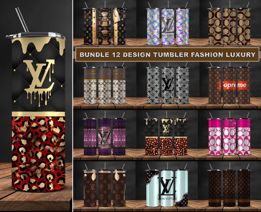 Tumbler Wraps 20 oz, Fashion Luxury Logo Tumbler Wrap Png Bundle