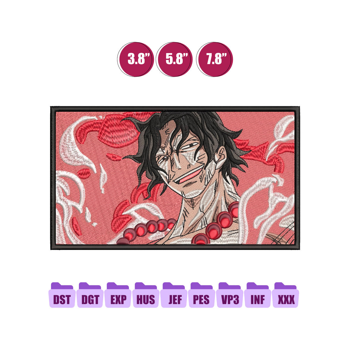 ACE Fire Anime Embroidery Design, One Piece Embroidery 02