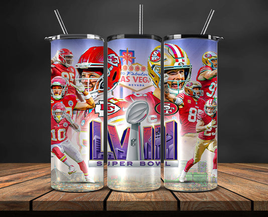 Kansas City Chiefs Vs San Francisco 49ers Super Bowl Tumbler Png, Super Bowl 2024 Tumbler Wrap 83